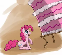 Size: 1220x1080 | Tagged: artist:otakuap, cake, derpibooru import, food, pinkie pie, safe, scared, solo, this will end in tears