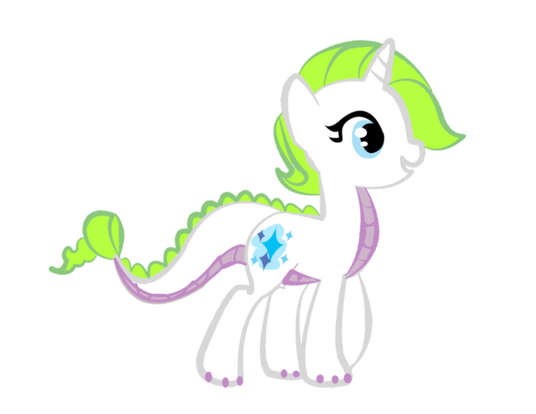 Size: 900x695 | Tagged: artist:sweetchiomlp, crystal, derpibooru import, dracony, dragicorn, hybrid, interspecies, interspecies offspring, oc, oc:crystal, offspring, original species, parent:rarity, parent:spike, parents:sparity, safe, unofficial characters only
