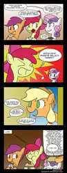 Size: 700x1806 | Tagged: apple bloom, applejack, artist:braindps, comic, controller, cutie mark crusaders, derpibooru import, muffin, pie, safe, scootaloo, sweetie belle, video game