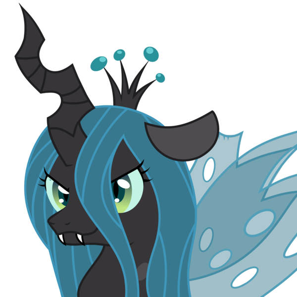 Size: 6111x6111 | Tagged: safe, artist:thekisame, derpibooru import, queen chrysalis, changeling, changeling queen, >:3, absurd resolution, bust, fangs, female, frown, image, png, simple background, slit eyes, solo, transparent background, vector