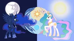 Size: 1920x1080 | Tagged: artist:neodarkwing, derpibooru import, princess celestia, princess luna, safe, wallpaper