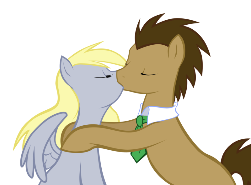 Size: 2228x1649 | Tagged: safe, artist:moostargazer, derpibooru import, derpy hooves, doctor whooves, time turner, pegasus, pony, doctorderpy, female, kissing, male, mare, shipping, straight, wingboner