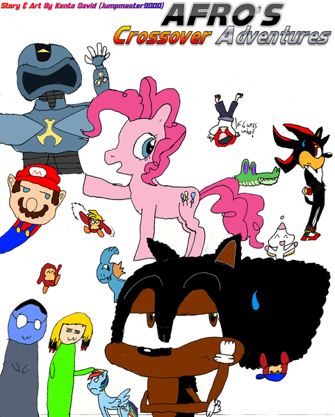 Size: 900x1120 | Tagged: artist:kentadavidofkt, crossover, derpibooru import, gummy, kirby, mario, ms paint, mudkip, non-mlp oc, oc, oc:afro the hedgehog, pinkie pie, rainbow dash, safe, shadow the hedgehog, sonic the hedgehog (series), super mario bros., toonami, waddle dee