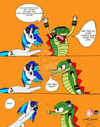 Size: 900x1148 | Tagged: artist:kentadavidofkt, crossover, crossover shipping, dead source, derpibooru import, female, interspecies, male, safe, shipping, sonic the hedgehog (series), straight, vector the crocodile, vectorvinyl, vinyl scratch, watermark