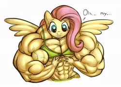Size: 777x564 | Tagged: anthro, artist:doctorplaid, artist:ritualist, bikini, breasts, buff breasts, clothes, derpibooru import, fetish, fluttershy, muscle fetish, muscles, muscleshy, oh my, overdeveloped muscles, suggestive, swimsuit