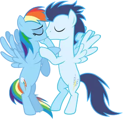 Size: 5016x4853 | Tagged: safe, artist:bobthelurker, derpibooru import, rainbow dash, soarin', absurd resolution, female, kissing, male, shipping, simple background, soarindash, straight, transparent background, vector