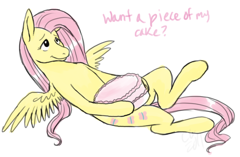 Size: 1244x814 | Tagged: suggestive, artist:cartoonlion, derpibooru import, fluttershy, pegasus, pony, cake, dialogue, female, mare, simple background, solo, white background