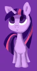Size: 347x667 | Tagged: safe, artist:paintrolleire, derpibooru import, twilight sparkle, pony, unicorn, female, looking up, mare, purple background, simple background, smiling, solo