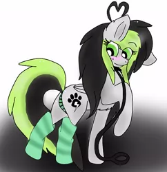 Size: 500x516 | Tagged: suggestive, derpibooru import, oc, oc:bree jetpaw, unofficial characters only, pegasus, pony, clothes, cute, female, leash, lingerie, panties, socks, solo, solo female, stockings, striped socks, underwear