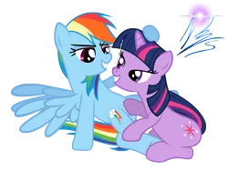 Size: 8000x6000 | Tagged: safe, artist:nightmaremoons, derpibooru import, rainbow dash, twilight sparkle, absurd resolution, female, lesbian, shipping, show accurate, simple background, transparent background, twidash, vector, wallpaper