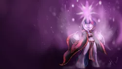 Size: 1920x1080 | Tagged: safe, artist:atryl, derpibooru import, twilight sparkle, anthro, unguligrade anthro, bra, clothes, glowing eyes, loincloth, mage, robe, solo, underwear