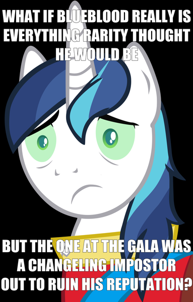 Size: 900x1411 | Tagged: conspiracy shining armor, derpibooru import, exploitable meme, meme, meta, prince blueblood, safe, shining armor