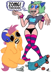 Size: 636x900 | Tagged: artist:curtsibling, clothes, derpibooru import, drool, human, oc, oc:pegaslut, open mouth, panties, safe, scootaloo, scooter, socks, striped socks, style emulation, underwear