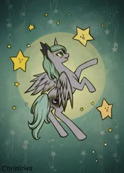 Size: 550x769 | Tagged: artist:christinies, derpibooru import, princess luna, s1 luna, safe, solo, stars, tangible heavenly object