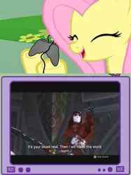 Size: 563x752 | Tagged: safe, derpibooru import, fluttershy, pony, exploitable meme, fable, gamershy, jack of blades, meme, tv meme