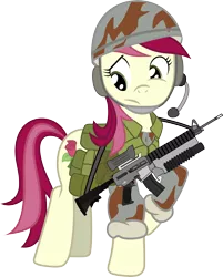 Size: 6000x7468 | Tagged: absurd resolution, ar15, artist:buckweiser, artist:rainbowrage12, derpibooru import, elcan, gun, rifle, roseluck, safe, simple background, soldier, solo, transparent background, weapon