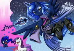 Size: 2900x2000 | Tagged: aqua, artist:daughter-of-fantasy, derpibooru import, high res, keyblade, kingdom hearts, princess luna, rainfell, rarity, safe