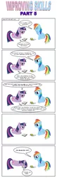 Size: 793x2436 | Tagged: safe, artist:bcrich40, derpibooru import, rainbow dash, twilight sparkle, pegasus, pony, unicorn, comic:improving skills, comic, crying, dialogue, female, hangover, improving skills, lesbian, mare, misspelling, shipping, simple background, sitting, teary eyes, twidash, unamused, white background