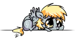 Size: 603x316 | Tagged: dead source, safe, artist:conphettey, derpibooru import, derpy hooves, pegasus, pony, chibi, female, mare, simple background, solo, transparent background