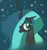 Size: 615x650 | Tagged: safe, artist:hip-indeed, derpibooru import, queen chrysalis, changeling, changeling queen, :3, alternate hairstyle, bust, female, image, lidded eyes, png, portrait, slit eyes, smiling, solo, stars