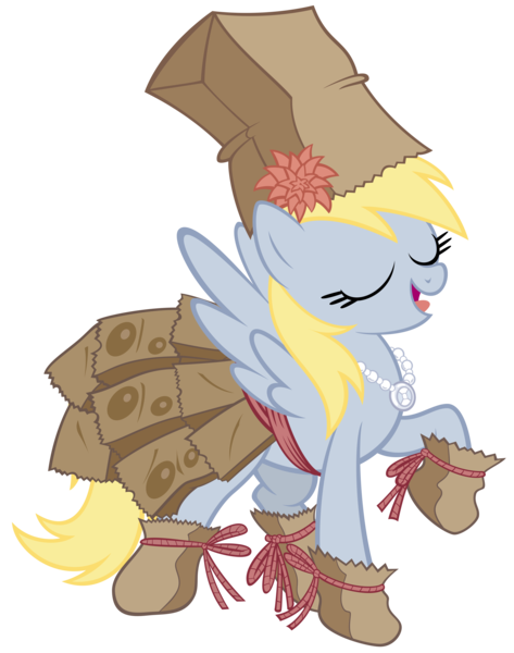 Size: 10543x13364 | Tagged: dead source, safe, artist:dentist73548, derpibooru import, derpy hooves, pegasus, pony, absurd resolution, clothes, dress, female, jewelry, mare, necklace, paper bag, paper bag princess, paper bag wizard, simple background, solo, swag, transparent background, vector