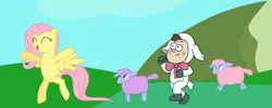 Size: 1403x562 | Tagged: artist:scootscoots, crossover, crystal empire, derpibooru import, dipper pines, fluttershy, gravity falls, safe, spoiler:s03, the inconveniencing
