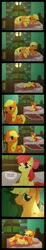 Size: 915x4997 | Tagged: apple bloom, applejack, artist:mayuen, bed, comic, derpibooru import, morning, safe