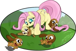 Size: 3000x1997 | Tagged: safe, artist:lavile, derpibooru import, fluttershy, dog, crossover, foster's home for imaginary friends, puppy, solo