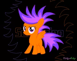 Size: 640x512 | Tagged: dead source, safe, artist:elektroneko, derpibooru import, scootaloo, mohawk, punk, spiked