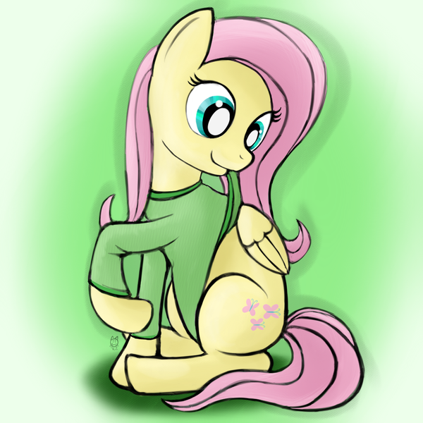 Size: 1000x1000 | Tagged: safe, artist:cheshiresdesires, derpibooru import, fluttershy, pegasus, pony, bottomless, clothes, female, mare, partial nudity, solo, sweater, sweatershy