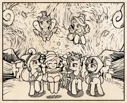 Size: 1600x1300 | Tagged: applejack, artist:muffinshire, chancellor puddinghead, clover the clever, commander hurricane, derpibooru import, fluttershy, pinkie pie, princess platinum, private pansy, rainbow dash, rarity, ruff (clothing), safe, sketch, smart cookie, twilight sparkle