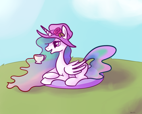 Size: 500x400 | Tagged: artist:nasse, artist:rustydooks, derpibooru import, hat, princess celestia, safe, solo