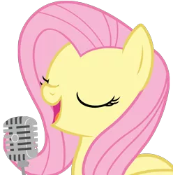 Size: 2436x2456 | Tagged: artist:mihaaaa, derpibooru import, fluttershy, high res, microphone, safe, simple background, singing, solo, transparent background, vector