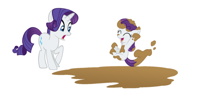 Size: 900x400 | Tagged: artist:fabulousanddumbrock, dead source, derpibooru import, duo, filly, mud, oc, offspring, parent:big macintosh, parent:rarity, parents:rarimac, rarity, safe, simple background, transparent background, vector