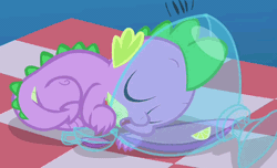 Size: 484x295 | Tagged: animated, breathing, cropped, derpibooru import, owl's well that ends well, punch bowl, punch (drink), safe, screencap, sleeping, solo, spike, visible breath