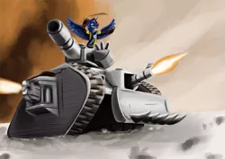 Size: 877x620 | Tagged: artist:yavaho155, commissar, crossover, derpibooru import, drive me closer, heavy bolter, leman russ, ponified, princess luna, safe, solo, sword, tank (vehicle), warhammer 40k, warhammer (game)