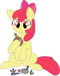 Size: 361x456 | Tagged: safe, artist:lulubell, derpibooru import, apple bloom, earth pony, pony, bow, female, filly, potion, simple background, smiling, solo, transparent background, witchcraft