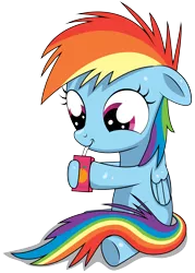 Size: 3000x4182 | Tagged: dead source, safe, artist:chubble-munch, derpibooru import, rainbow dash, pegasus, pony, cute, dashabetes, drinking, filly, filly rainbow dash, juice box, simple background, sipping, solo, straw, transparent background