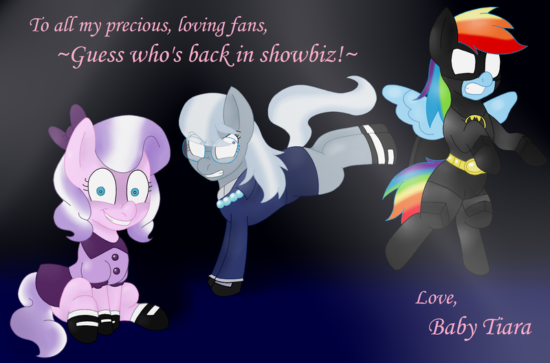 Size: 2012x1330 | Tagged: artist:blackbewhite2k7, baby doll, batman, batman the animated series, bodyguard, crossover, derpibooru import, diamond tiara, fight, mariam, older, older silver spoon, parody, rainbow dash, safe, silver spoon