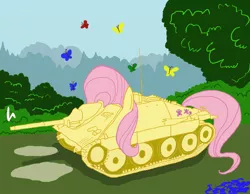 Size: 1280x994 | Tagged: artist:alvchfokarev, derpibooru import, fluttershy, fluttertank, hetzer, pony tank, safe, tank pony, tank (vehicle)