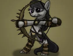 Size: 1544x1190 | Tagged: archery, arrow, artist:metadragonart, bow and arrow, bow (weapon), derpibooru import, forsworn, octavia melody, safe, skyrim, the elder scrolls, weapon