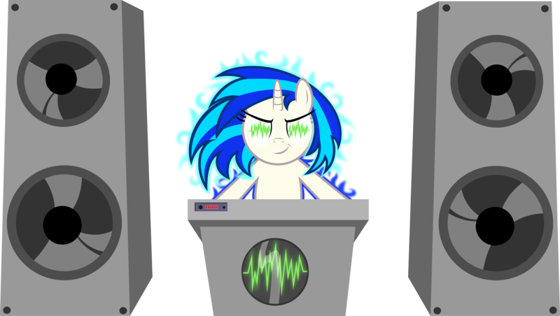 Size: 8000x4515 | Tagged: safe, artist:ambassad0r, derpibooru import, vinyl scratch, pony, unicorn, absurd resolution, female, horn, mare, simple background, smiling, solo, soundwave, speakers, transparent background, vector