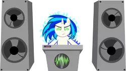 Size: 8000x4515 | Tagged: safe, artist:ambassad0r, derpibooru import, vinyl scratch, pony, unicorn, absurd resolution, female, horn, mare, simple background, smiling, solo, soundwave, speakers, transparent background, vector