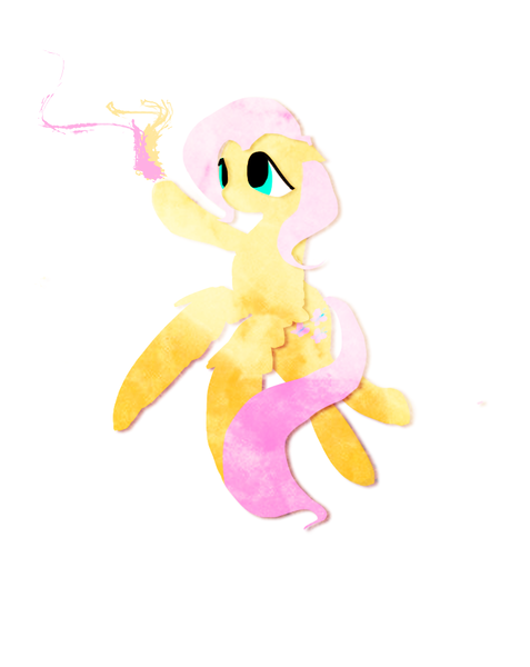 Size: 789x992 | Tagged: safe, artist:banananamilk, derpibooru import, fluttershy, pegasus, pony, female, looking at something, mare, reaching, simple background, solo, spread wings, white background, wings, wings down