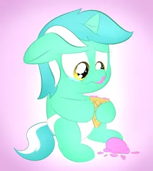 Size: 850x950 | Tagged: artist:lamia, crying, derpibooru import, diaper, filly, foal, ice cream, lyra heartstrings, safe