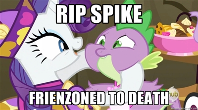 Size: 400x222 | Tagged: chubby cheeks, derpibooru import, dragon quest, friendzone, hub logo, image macro, puffy cheeks, rarity, rest in peace, safe, spike, squishy cheeks, starboarding