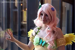 Size: 640x427 | Tagged: artist:emulux, artist:santichan, cosplay, derpibooru import, fluttershy, human, irl, irl human, photo, safe