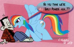 Size: 1000x635 | Tagged: artist:qwertypictures, crossover, derpibooru import, foster's home for imaginary friends, rainbow dash, safe, terrence