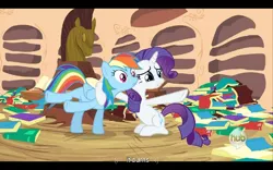 Size: 960x600 | Tagged: derpibooru import, dragon quest, hub logo, it burns, rainbow dash, rarity, safe, screencap, youtube caption