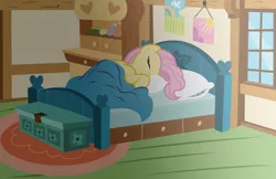 Size: 5000x3240 | Tagged: artist:kooner-cz, artist:kp-shadowsquirrel, bed, derpibooru import, fluttershy, safe, sleeping, solo, vector